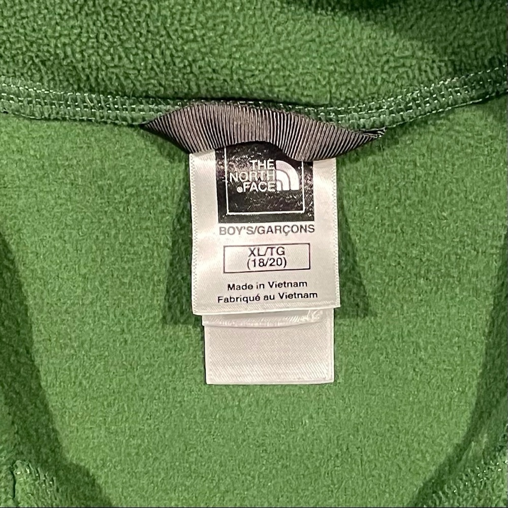 The North Face 1/4 Zip Boys XL 18/20 Fleece Glacier Pullover Polartec Green TNF - Picture 3 of 4